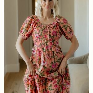 Brass & Roe Floral Puff Sleeve Dress